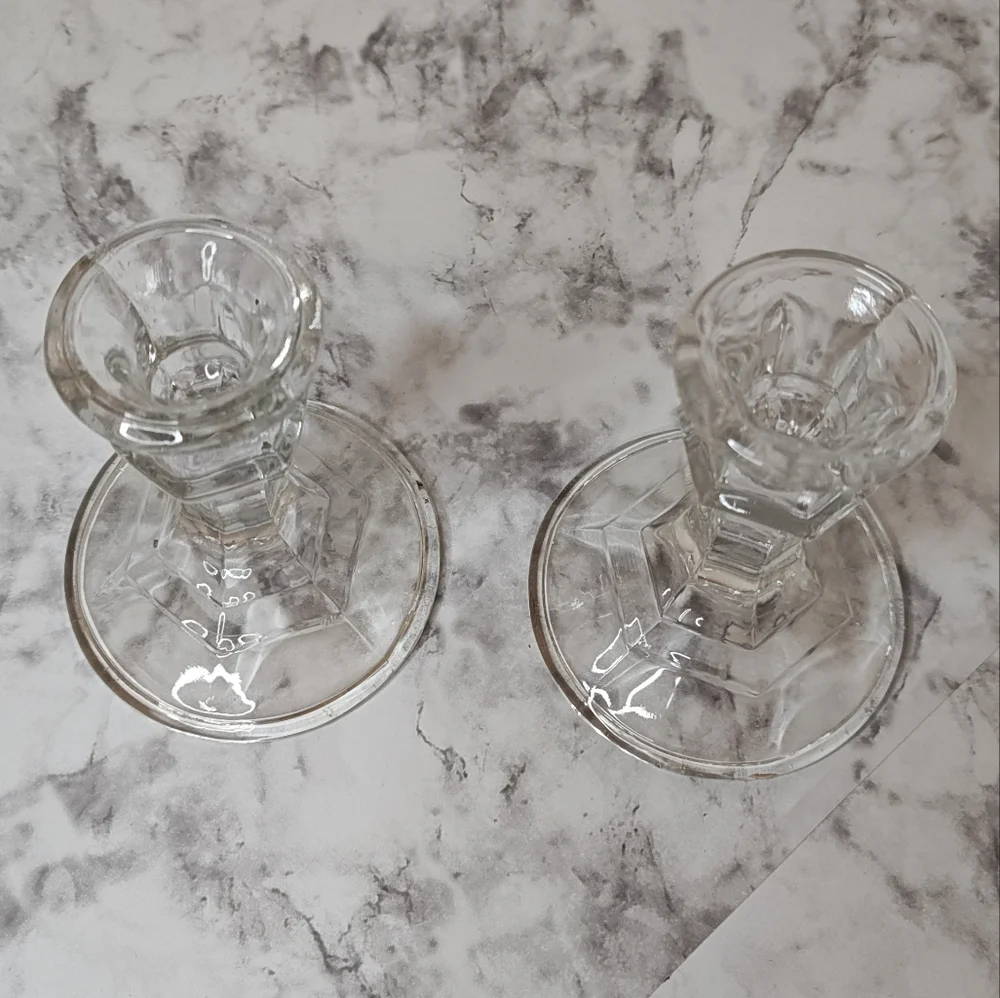 Clear Glass Candlestick Holder